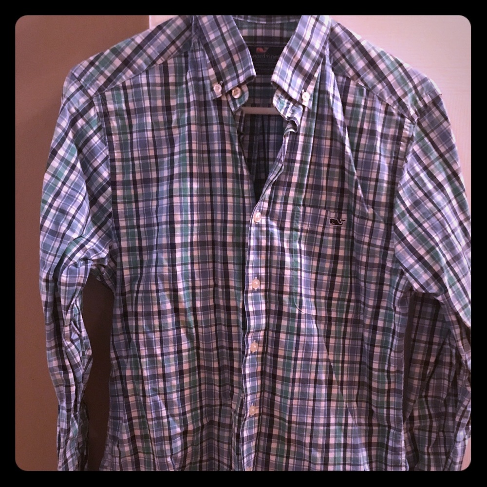 Vineyard Vines Small Blue Green Button Down